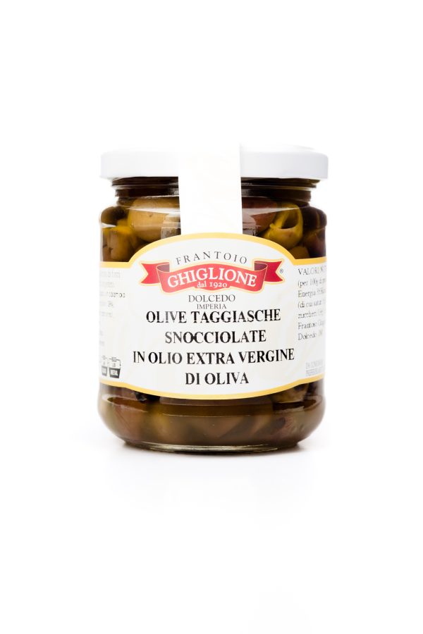 Măsline taggiasca în ulei măsline extravirgin - Ghiglione - 180 gr